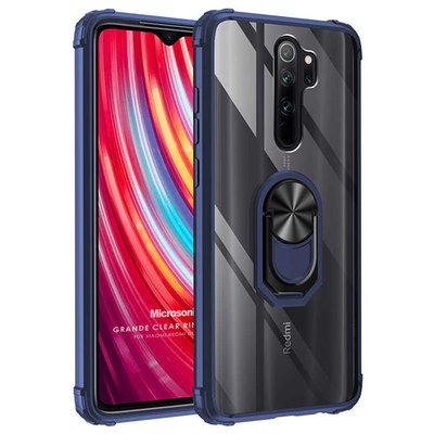 Microsonic Xiaomi Redmi Note 8 Pro Kılıf Grande Clear Ring Holder Lacivert