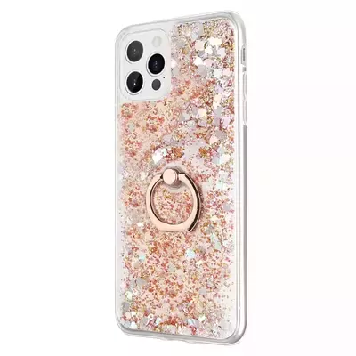 Microsonic Apple iPhone 13 Pro Kılıf Glitter Liquid Holder Gold