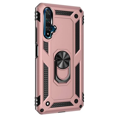 Microsonic Huawei Nova 5T Kılıf Military Ring Holder Rose Gold