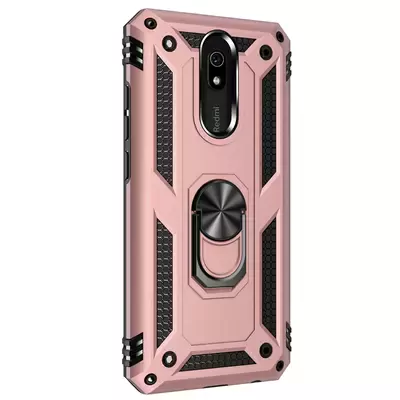 Microsonic Xiaomi Redmi 8A Kılıf Military Ring Holder Rose Gold