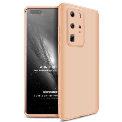 Microsonic Huawei P40 Pro Kılıf Double Dip 360 Protective AYS Gold