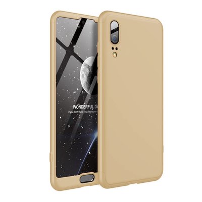 Microsonic Huawei P20 Kılıf Double Dip 360 Protective AYS Gold