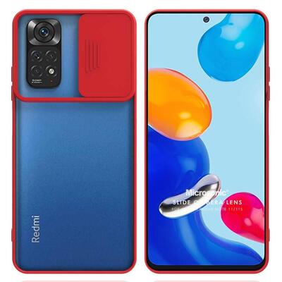 Microsonic Xiaomi Redmi Note 11S Kılıf Slide Camera Lens Protection Kırmızı