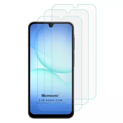 Microsonic Samsung Galaxy A07 Screen Protector Nano Glass Cam Ekran Koruyucu (3`lü Paket)