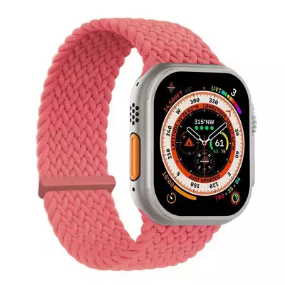 Microsonic Apple Watch Series 11 46mm Kordon, (Large Size, 160mm) Knitted Fabric Single Loop Pembe