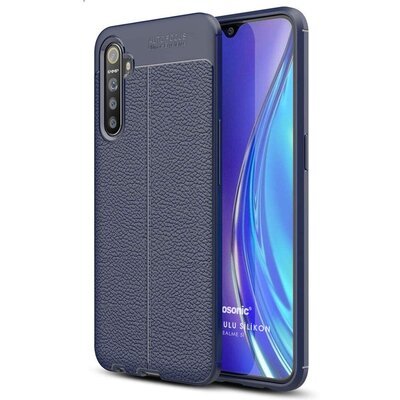 Microsonic Realme 5i Kılıf Deri Dokulu Silikon Lacivert