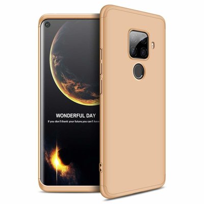 Microsonic Huawei Mate 30 Lite Kılıf Double Dip 360 Protective AYS Gold