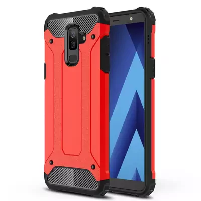 Microsonic Samsung Galaxy A6 Plus 2018 Kılıf Rugged Armor Kırmızı