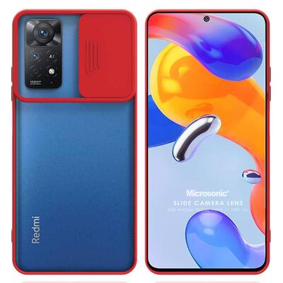 Microsonic Xiaomi Redmi Note 11 Pro 5G Kılıf Slide Camera Lens Protection Kırmızı