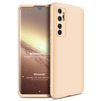 Microsonic Xiaomi Mi Note 10 Lite Kılıf Double Dip 360 Protective AYS Gold