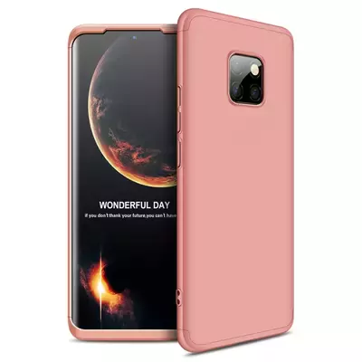 Microsonic Huawei Mate 20 Pro Kılıf Double Dip 360 Protective Rose Gold