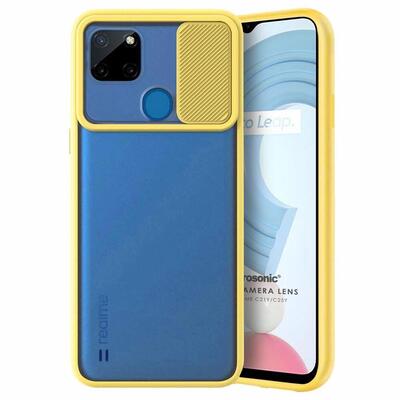 Microsonic Realme C25Y Kılıf Slide Camera Lens Protection Sarı