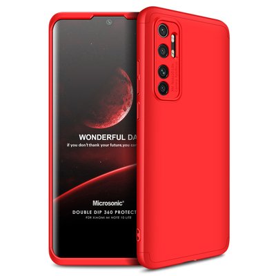 Microsonic Xiaomi Mi Note 10 Lite Kılıf Double Dip 360 Protective AYS Kırmızı