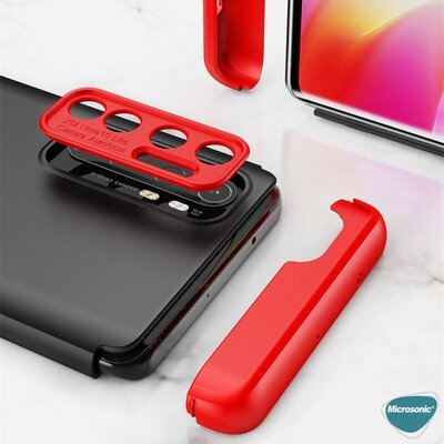 Microsonic Xiaomi Mi Note 10 Lite Kılıf Double Dip 360 Protective AYS Kırmızı