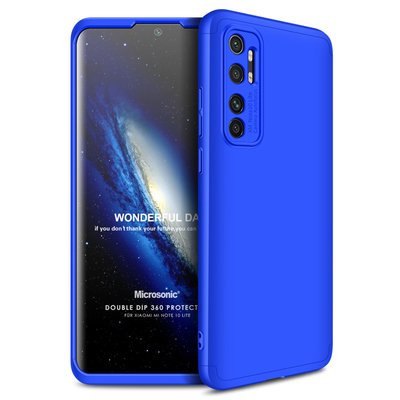 Microsonic Xiaomi Mi Note 10 Lite Kılıf Double Dip 360 Protective AYS Mavi