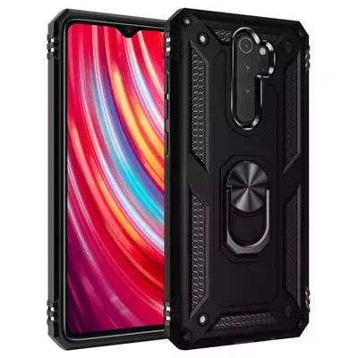 Microsonic Xiaomi Redmi Note 8 Pro Kılıf Military Ring Holder Siyah