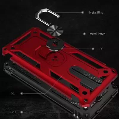 Microsonic Xiaomi Redmi Note 8 Pro Kılıf Military Ring Holder Siyah