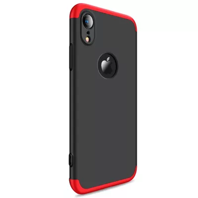 Microsonic Apple iPhone XR (6.1'') Kılıf Double Dip 360 Protective Siyah Kırmızı