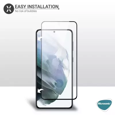 Microsonic Samsung Galaxy S21 Plus Tam Kaplayan Temperli Cam Ekran Koruyucu Siyah
