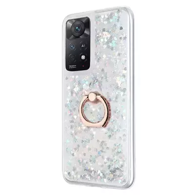 Microsonic Xiaomi Redmi Note 11 Pro 5G Kılıf Glitter Liquid Holder Gümüş