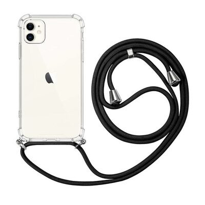 Microsonic Apple iPhone 11 Kılıf Neck Lanyard Siyah