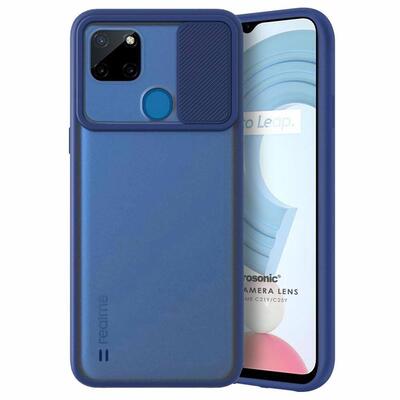 Microsonic Realme C25Y Kılıf Slide Camera Lens Protection Lacivert