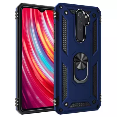 Microsonic Xiaomi Redmi Note 8 Pro Kılıf Military Ring Holder Lacivert