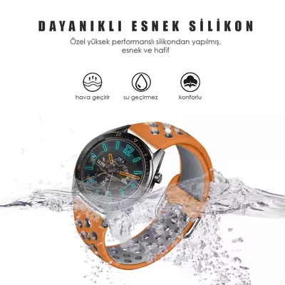 Microsonic Samsung Gear S3 Frontier Rainbow Sport Band Kordon Turuncu Koyu Gri