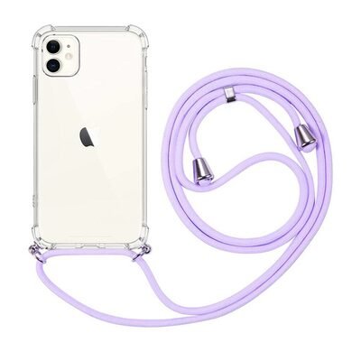 Microsonic Apple iPhone 11 Kılıf Neck Lanyard Lila