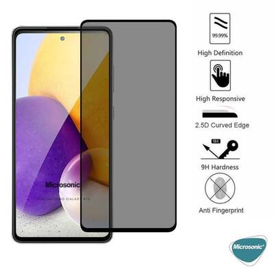 Microsonic Samsung Galaxy A73 5G Invisible Privacy Kavisli Ekran Koruyucu Siyah