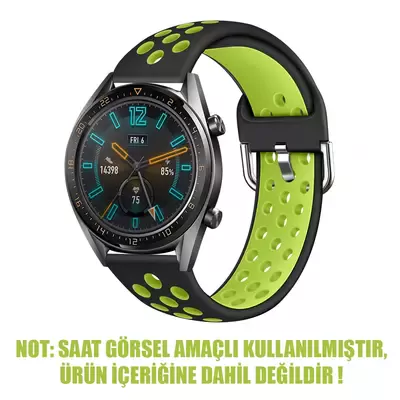 Microsonic Samsung Gear S3 Frontier Rainbow Sport Band Kordon Siyah Yeşil