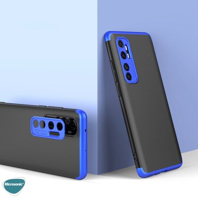 Microsonic Xiaomi Mi Note 10 Lite Kılıf Double Dip 360 Protective AYS Siyah Mavi