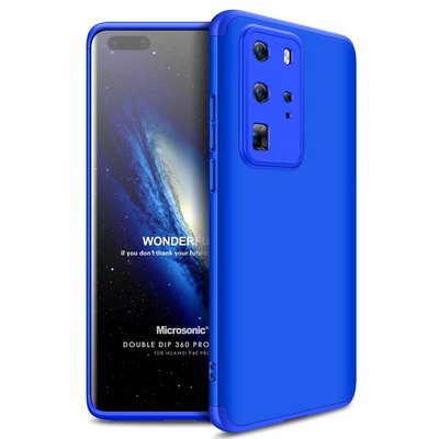 Microsonic Huawei P40 Pro Kılıf Double Dip 360 Protective AYS Mavi