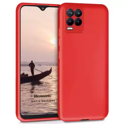 Microsonic Matte Silicone Realme 8 Kılıf Kırmızı