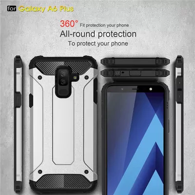 Microsonic Samsung Galaxy A6 Plus 2018 Kılıf Rugged Armor Mavi