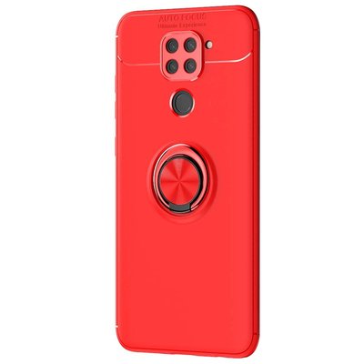 Microsonic Xiaomi Redmi Note 9 Kılıf Kickstand Ring Holder Kırmızı