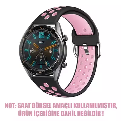 Microsonic Samsung Gear S3 Frontier Rainbow Sport Band Kordon Siyah Pembe