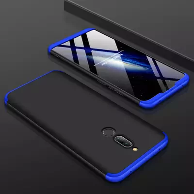 Microsonic Xiaomi Redmi 8 Kılıf Double Dip 360 Protective Siyah Mavi