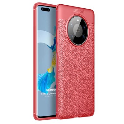 Microsonic Huawei Mate 40 Pro Kılıf Deri Dokulu Silikon Kırmızı