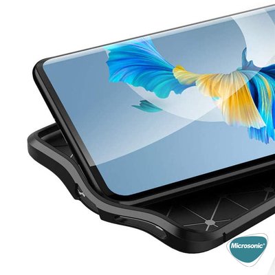 Microsonic Huawei Mate 40 Pro Kılıf Deri Dokulu Silikon Kırmızı