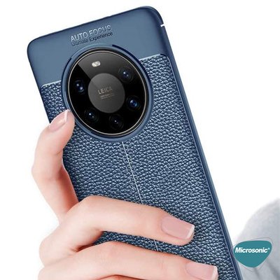 Microsonic Huawei Mate 40 Pro Kılıf Deri Dokulu Silikon Kırmızı