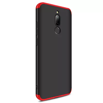 Microsonic Xiaomi Redmi 8 Kılıf Double Dip 360 Protective Siyah Kırmızı