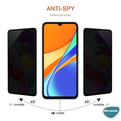 Microsonic Xiaomi Redmi 9C Invisible Privacy Kavisli Ekran Koruyucu Siyah