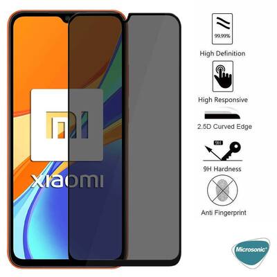 Microsonic Xiaomi Redmi 9C Invisible Privacy Kavisli Ekran Koruyucu Siyah