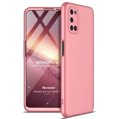 Microsonic Oppo A52 Kılıf Double Dip 360 Protective AYS Rose Gold