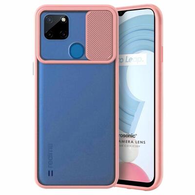 Microsonic Realme C21Y Kılıf Slide Camera Lens Protection Rose Gold