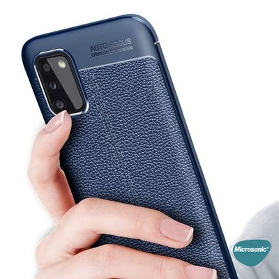 Microsonic Samsung Galaxy A02s Kılıf Deri Dokulu Silikon Siyah