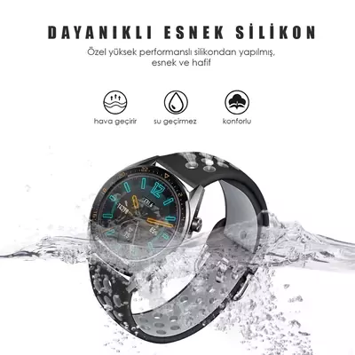 Microsonic Samsung Gear S3 Frontier Rainbow Sport Band Kordon Siyah Koyu Gri