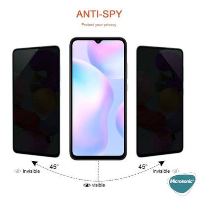 Microsonic Xiaomi Redmi 9A Invisible Privacy Kavisli Ekran Koruyucu Siyah