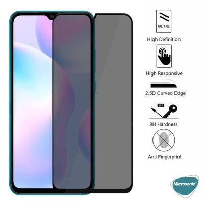 Microsonic Xiaomi Redmi 9A Invisible Privacy Kavisli Ekran Koruyucu Siyah